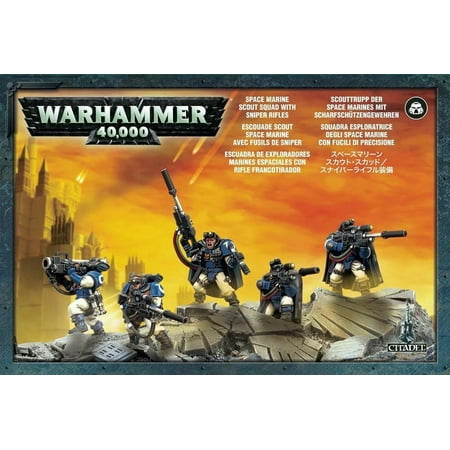 Warhammer 40k Model Miniatures - Space Marine Scout Squad w/ Sniper