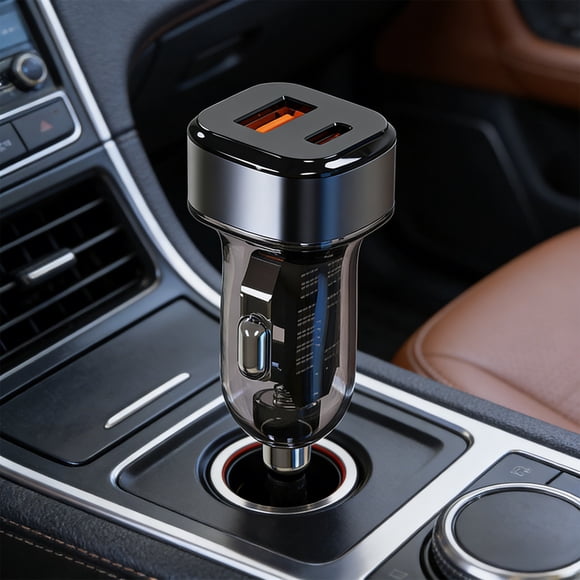 Ohmyroo 52.5W Fast Car Charger Dual Port Adapter Amber Accent Intelligent Safety Plug