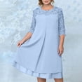 thumbnail image 4 of Uootdi Robes Grande Taille pour Femmes Col Rond Manches 3/4 Robes Brodées Élégantes Robes Midi Formelles Tenue de Fête Cadeau, 4 of 9
