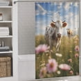 thumbnail image 3 of Farmhouse Highland Cow Funny Cattle And Flower Shower Curtain Modern Home Bathroom Bathtub Decor Waterproof Fabric with 12PCS Hooks, 3 of 8