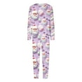 thumbnail image 2 of Odeerbi Christmas Pajamas for Family Holiday Long Sleeve Family Christmas Pajamas Matching Sets Mom Parent-Child Printed Home Wear Two-Piece Sleepwear Xmas Family Matching PJs Set Purple, 2 of 3