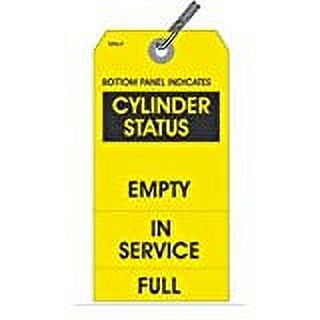 CYLINDER STATUS, EMPTY or IN SERVICE or FULL, 5.75" X 2.875", YELLOW PAPER, 3 PART, WIRED, PACK OF 25