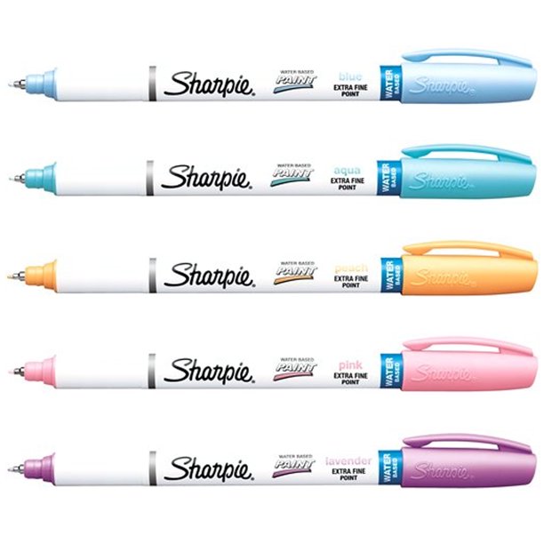 Sharpie Paint Marker Pens Water Based EX FINE Point 5 Pastel Colors Kit