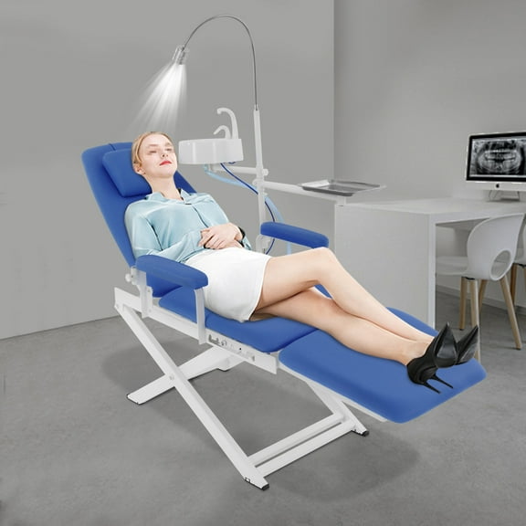 Durable Dental Chair with Adjustable Height, LED Light, 330lbs Capacity, Foldable Design, Comfortable PU Cushion, for Clinics & Hospitals