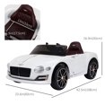 thumbnail image 3 of Aosom Voiture Électrique 12V Bentley sous Licence avec Télécommande pour Enfants, Jouet à Chevaucher pour Tout-Petits, Cadeau, Blanc, 3 of 9
