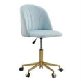 thumbnail image 1 of Linon Alyssa Upholstered Adjustable Swivel Desk Chair Gold Legs in Light Blue, 1 of 18