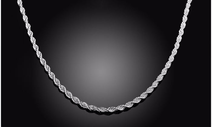 925 Braided Twist Italian Necklace, Verona Jewelers Sterling Silver 4MM Italian Diamond-Cut Rope Chain Necklace for Men