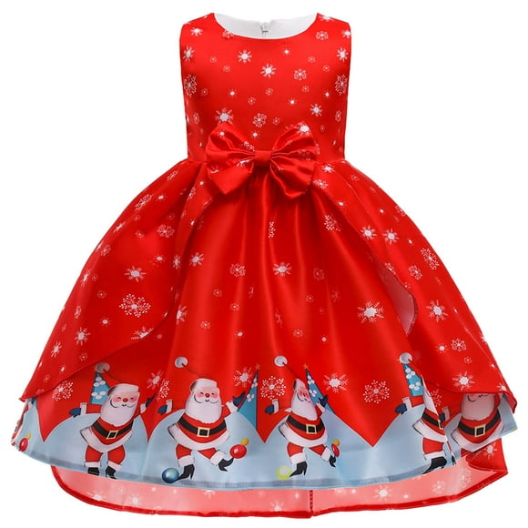 RIJOPUTY Baby Christmas Dresses 0-3 Months Christmas Dress Size 7 Toddler Plaid Christmas Short Wedding Dress Suit Dress Girls Outfit Kids Clothes, Red 5-6 Years