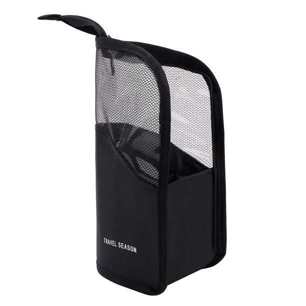 Bolsa para brochas de maquillaje, bolsa transparente con cremallera (negra)