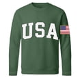 thumbnail image 4 of ASDFVBKG Anniversary Usa Men's Hoodless Sweatshirt Long Sleeve Patriotic American Flag Crewneck Pullover Casual Fashion Independence Day Themed Shirts Green M, 4 of 5