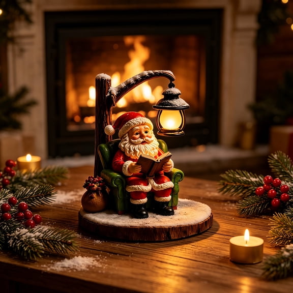 Christmas Resin Santa Snowman Figurine With LED Night Light, USB Powered Tabletop Ornament, Warm Festive Decor For Home Mantel, Shelf And Ideal Christmas Holiday Gift