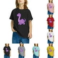 thumbnail image 1 of Zwiiyzr 3-10 Ans Enfants Garçons Filles Dinosaure Manches Courtes Col Rond T-Shirts Haut Tee Coton Imprimé Mode Mignon Haut Rouge, 1 of 5