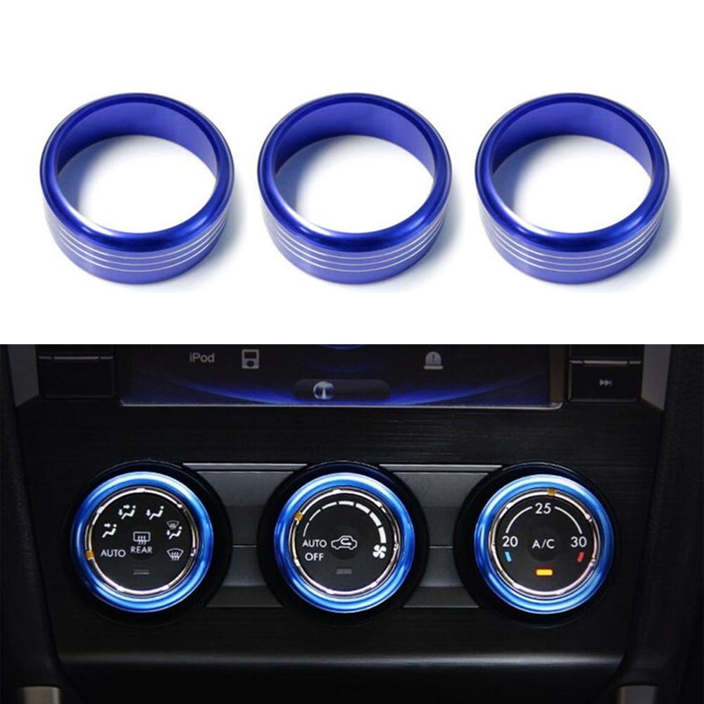 Blue Aluminum AC Climate Control Knob Ring Covers For Impreza WRX/STi