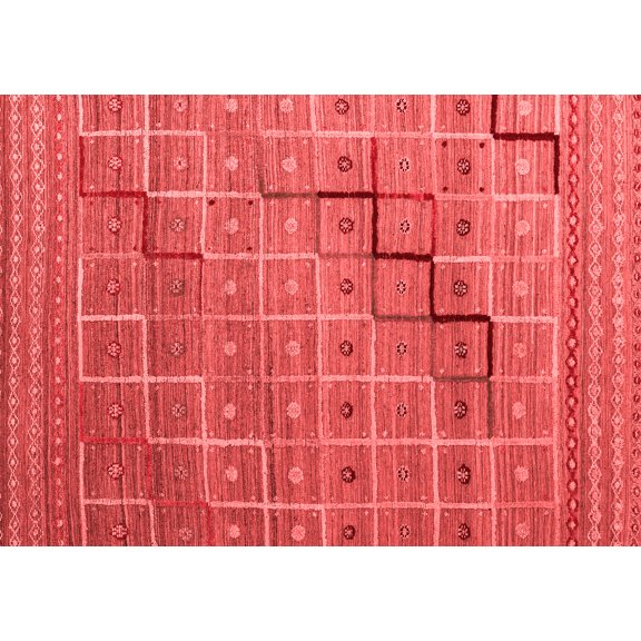 Ahgly Company Indoor Rectangle Abstract Red Modern Area Rugs, 5' x 7'