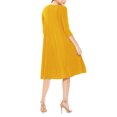 thumbnail image 3 of Women's Casual Loose Fit 3/4 Sleeve Round Neck Jersey Knit A-Line Comfy Solid Midi Dress, 3 of 4