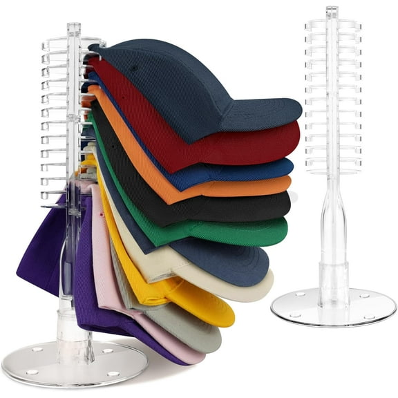 Hat Stand for Baseball Caps, 1 Pack Hat Organizer for 24 Baseball Caps, Acrylic Hat Racks No Install Hat Storage Display for Bedroom, Dresser, Closet (Clear)