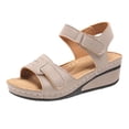 thumbnail image 3 of Domuza Orthopedic Casual Sandals for Women Arch Support Flat Wedge Sandals Wide Width Slip on Non Slip Beach Slippers Beach Vacation 2026 Foam Shoes Beige 10（EU-43）, 3 of 7