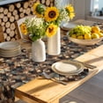thumbnail image 4 of Brown Teal Geometric Round 15 Inch Placemats Set of 4, Retro Modern Plaid Abstract Art HeatResistant Non Slip Place Mats for Dining Table, Wipeable Braided Kitchen Table Mats for Housewarming, 4 of 9