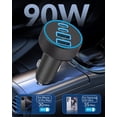 thumbnail image 2 of [Cargador de coche] JUNVANG, 90 W, 4 puertos, carga rápida USB C, paquete de 2, 2 of 7