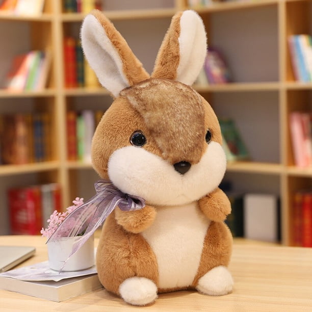 2022 Cute/ Soft/ Rabbit Plush Toy/ Rabbit Doll with Ultra-Fine Fox Hair and Bow / Children's Birthday Gift/ Christmas Giftbrown58cm Deng Xun unisex