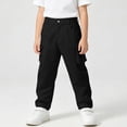 thumbnail image 2 of CONZONE Kids Boys Cargo Pants Outdoor Hiking Pants For Child Buttons Solid Color Wide Leg Jogger Trousers With Pockets, 2 of 7
