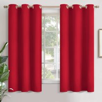 EnjinZZ Red Blackout Curtains 63 Inch Length for Bedroom - Grommet Room Darkening Window Drapes Thermal Insulated for Christmas Living Room, 2 Panels, 42 x 63 Inch