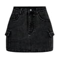 thumbnail image 2 of EnJoCho Jupe Cargo en Denim pour Fille Y2K Taille Basse Bouton Bodycon Jupe en Denim Ajustée Mini Jupe avec Poche à Rabat Robe Décontractée en Coton pour Bébé Fille, 2 of 5