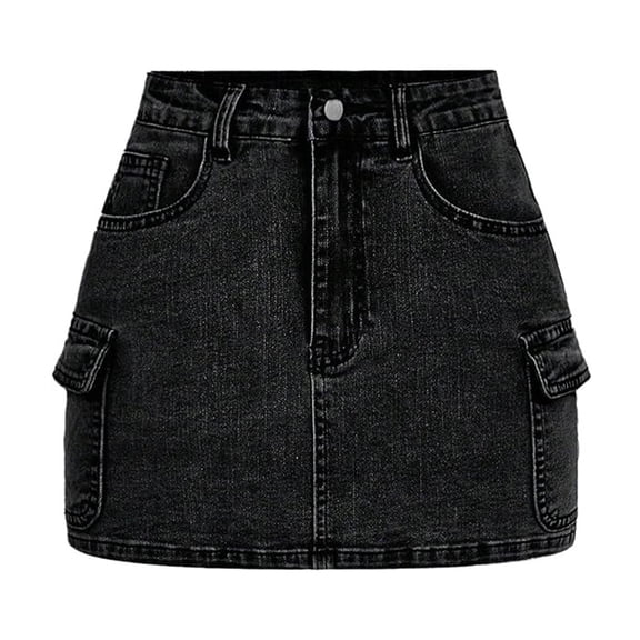 KAUOD Girls Denim Cargo Skirt Zipper High Waist Jean Skirts Teen Vintage Casual Slim Fit Denim Skirts Y2K Trendy Skirt