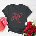 thumbnail image 2 of Jewelreauty Women Valentine's Day Shirts Short Sleeve Letter Heart Graphic T-Shirts Casual Pullover Tunic Tops (3XL, B Dark Gray), 2 of 5