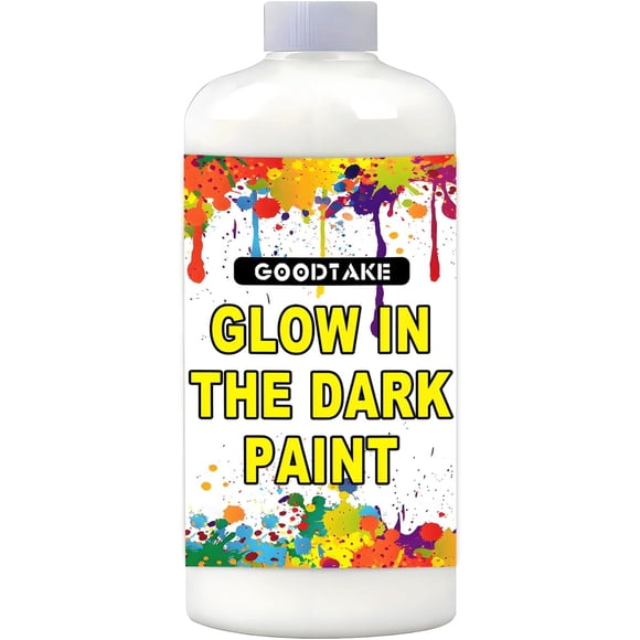 GOODTAKE Glow in the Dark Paint - 120ml Blacklight Paint, Neon Craft Paint, Long-Lasting Glow Fluorescent Paint for DIY Projects Halloween Easter Christmas Decorations (White (Glows Blue), 4 Fl Oz)