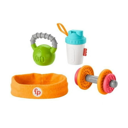 UPC: 0887961809596 | Fisher-Price Baby Biceps Gift Set Teething & Rattle Gym-Themed Infant Toys 4 Pieces