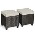thumbnail image 2 of Aimee Lii 2 Pieces Patio Rattan Ottoman Set with Removable Cushions, Outdoor Patio Furniture Set, Beige, 2 of 8