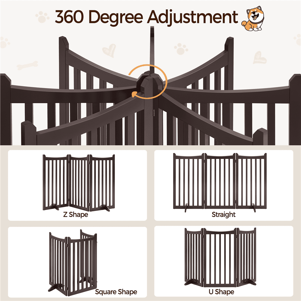 Alden Design 36″ Tall Freestanding Wooden Dog Gate for Small Pet Dogs, 3-Panel, Espresso