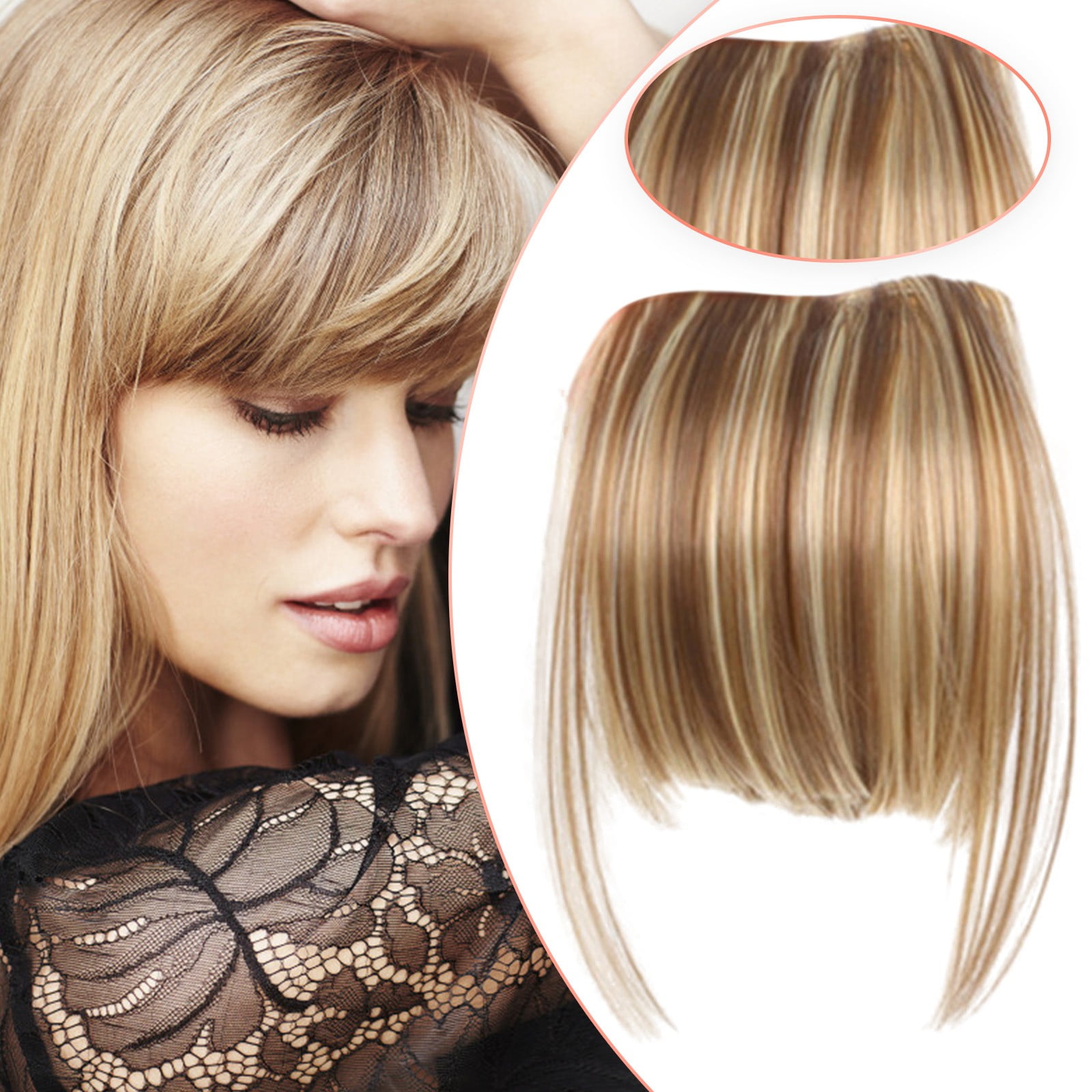 ONHUON Ladies Bangs Wig Front Fringe Head Clipped In The Human Hair  Extension Wig Female Air Bangs Sideburns Qi Bangs Hairpin 