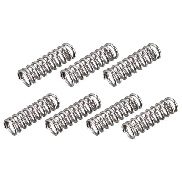 Resorte de Compresión Unique Bargains Diámetro de Alambre de 1.2mm, 8mm OD, 25mm de Longitud Libre, Plateado, 7 Piezas