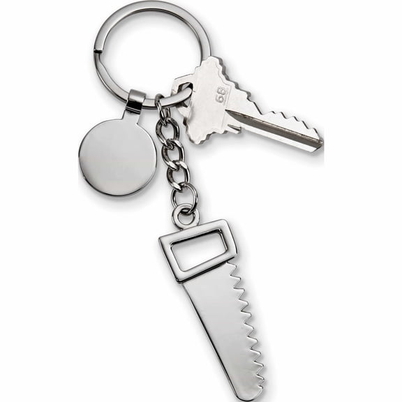 Fashion Nickel-Plated Saw Key Chain With Engraving Plate Made In China -Jewelry By Sweet Pea