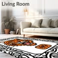 thumbnail image 2 of ODIKA 6'x9' Machine Washable Non-Slip Area Rug, Roaring Tiger Portrait Framed by Ornate High Traffic Rug with Pad, Orange, 680507, 2 of 8