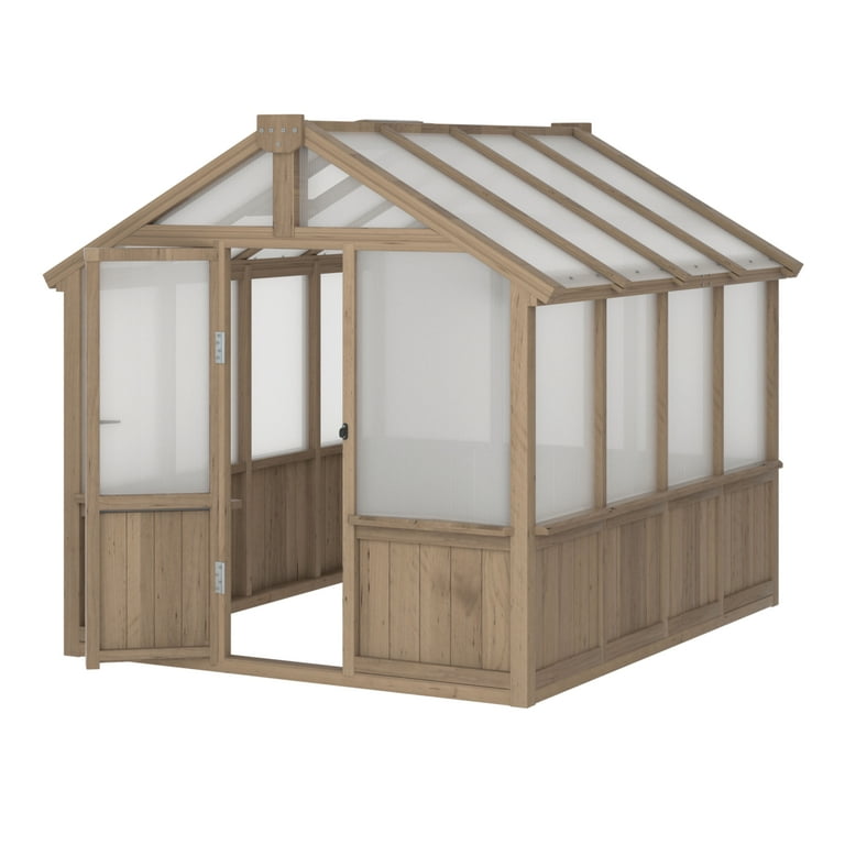 VEIKOUS 8'x6' Outdoor Cedar Wood Greenhouse w/ Lockable Door