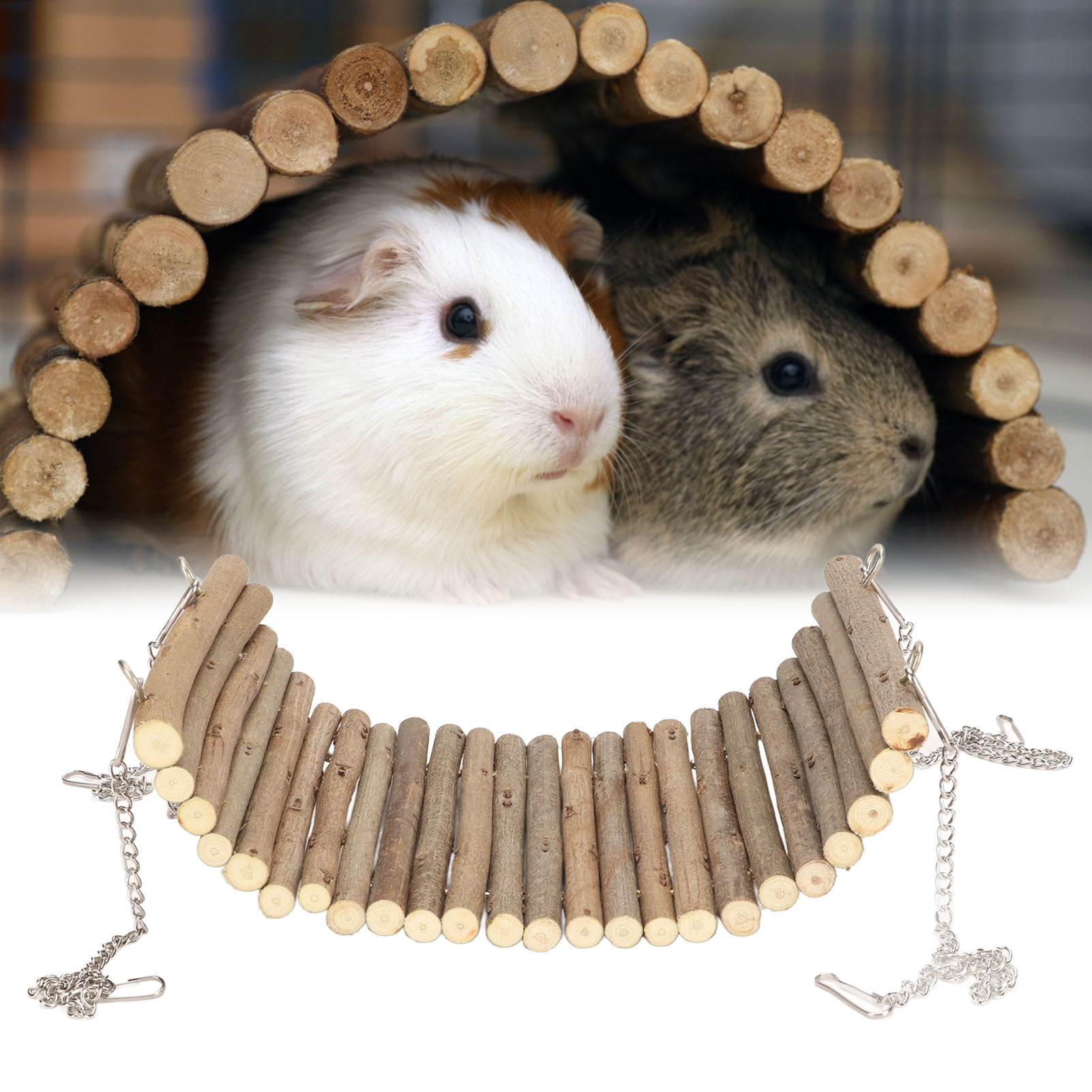 Hamster Wooden Swing Natural Large Space Climbing Playing Hamster Swing House Cage Guinea Pig Hideout Set Small Animals Hanging Warm Bed Swing For