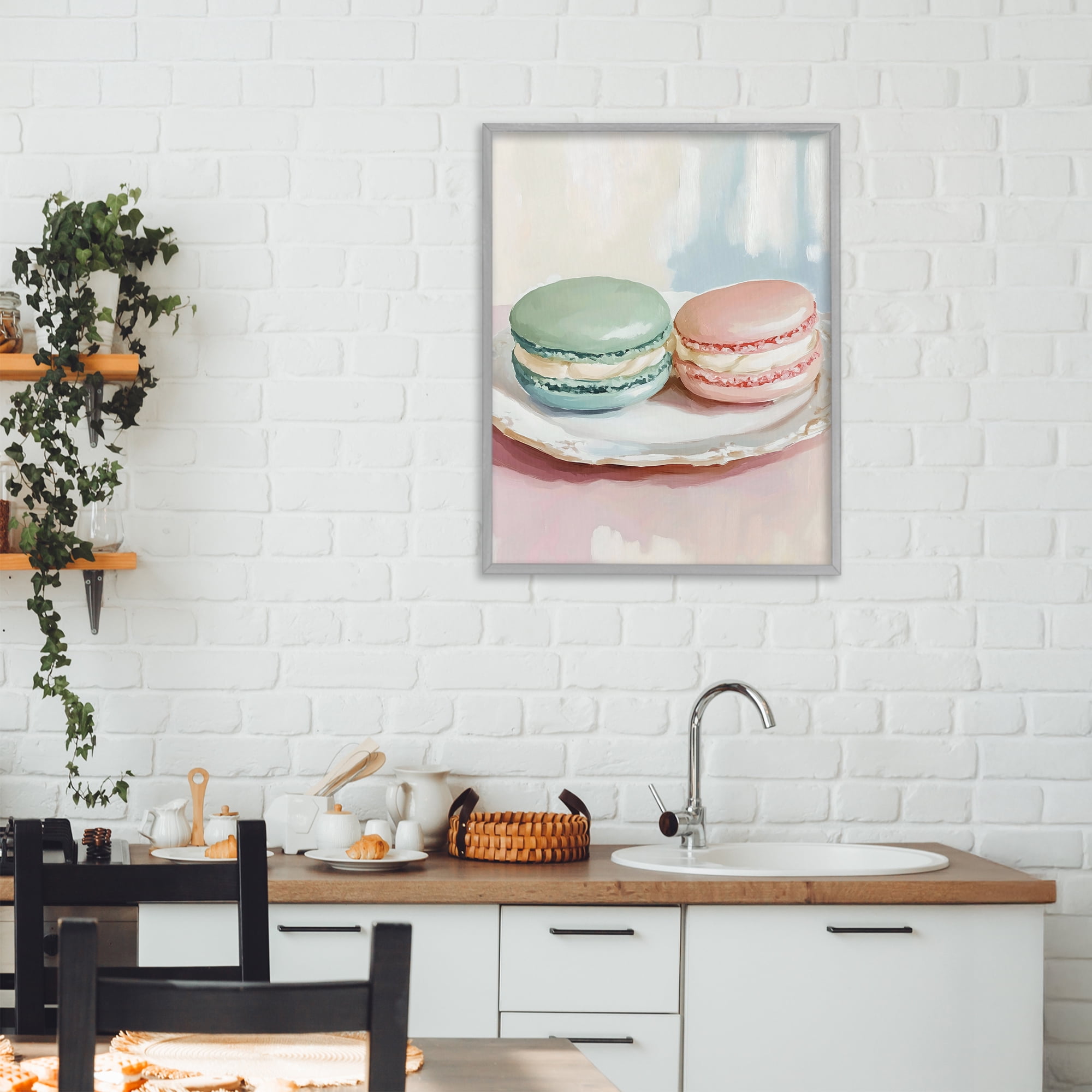 Stupell Industries Pastel Macarons on Plate Gray Framed Giclee Art, design by The Prints Vibe