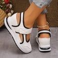 thumbnail image 4 of Rokment Womens Orthopedic Platform Wedge Walking Sandals Spring Summer Fall Comfortable Casual Leather Color Block Closed Toe Running Fashion Sneakers Beach Mary Jane Dress Shoes Beige Size 5.5, 4 of 6