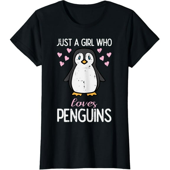Just A Girl Who Loves Penguins Cute Girls Kids Toddler Women T-Shirt