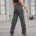 thumbnail image 6 of OSOLU Solid Color Women Vintage Cargo Pants Baggy Jeans Fashion 90s Streetwear Pockets Wide Leg High Waist Straight Trousers Overalls Fashionable Classic Leisure Bottoms, 6 of 8