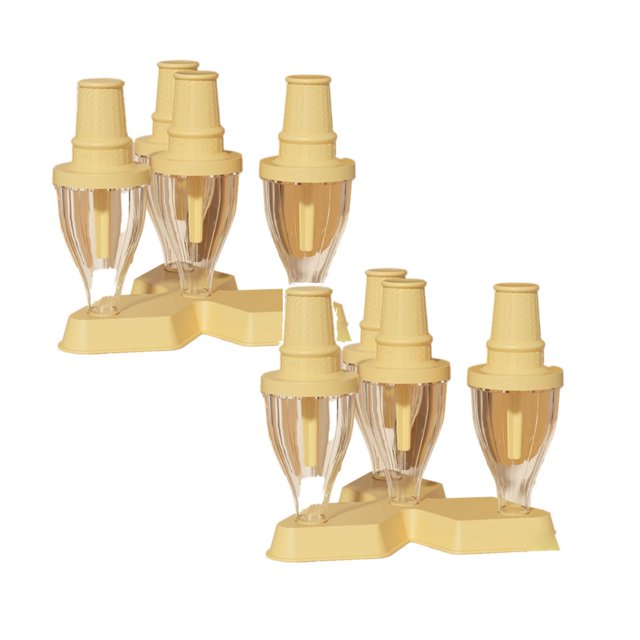 2 Pcs Moules à Popsicle pour Bébé Support de Bac à Glaçons 4 Pcs Support de Glaçons Réutilisable Support de Bac à Glaçons pour Enfants Machine à Glaçons en Plastique avec Bâtonnets Réutilisables et Garde-Goutte pour Congélateur Collations/lave-Vaisselle Jaune