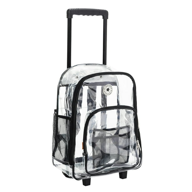 KCliffs Rolling Clear Backpack Heavy Duty See Through Daypack School