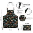 thumbnail image 3 of Black Cartoon Dinosaurs Infos Pattern Apron-Garden Aprons for Women with Pockets-Cotton Linen Waterproof Kitchen Cooking Gardening Aprons Adjustable for Kitchen,Cooking,BBQ and Salon 33x27 Inch, 3 of 7