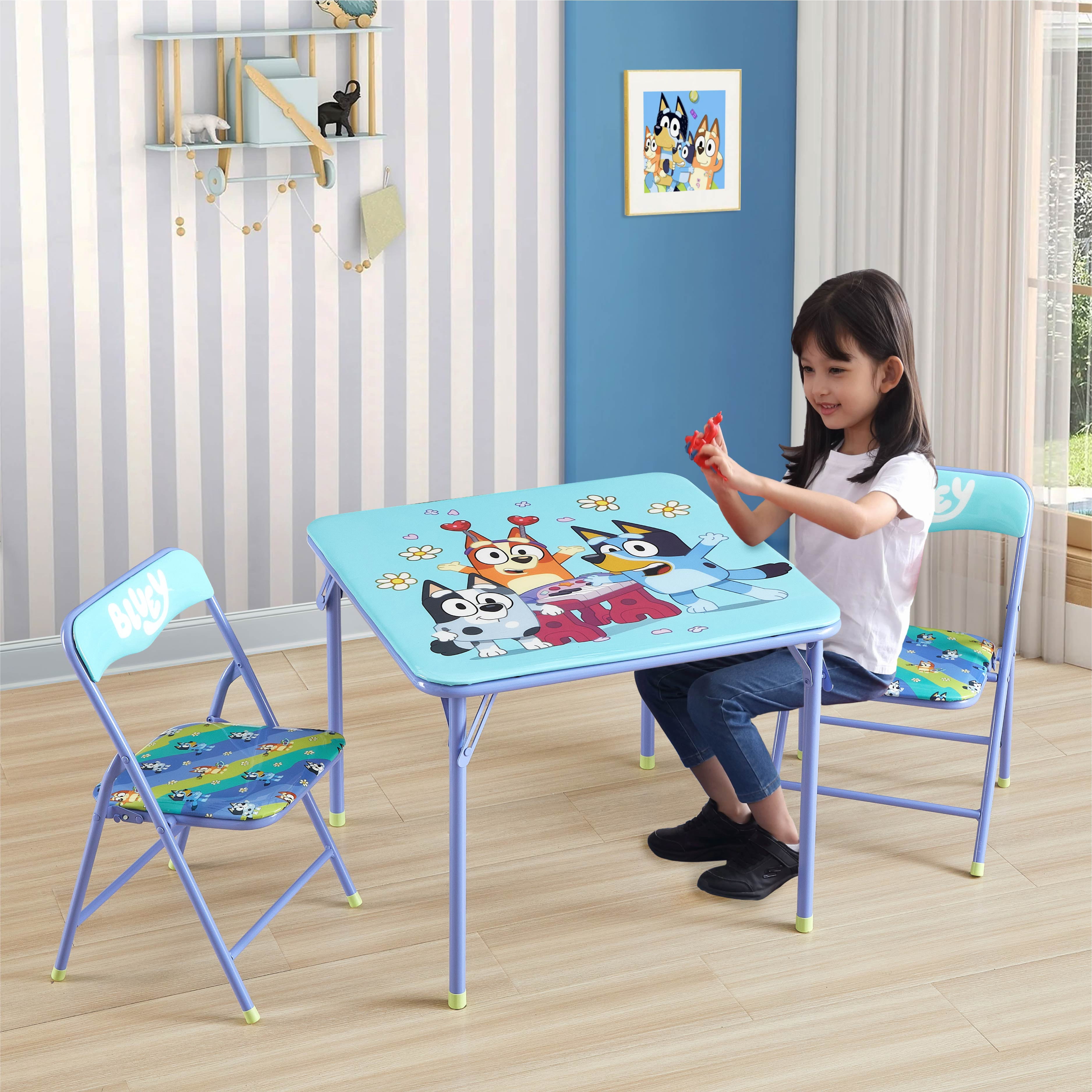 Bluey Kids' 3-Piece Table and Chairs Set, Blue