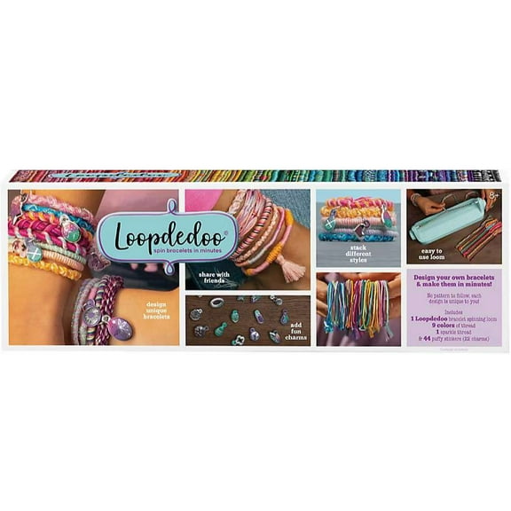 Loopdedoo Bracelet Maker Playset [1 Loom, 10 Skeins of Thread, Puffy Stickers & Jump Rings]