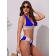 thumbnail image 4 of DARING DIVA Women's Color Block Wavy Stripes Bikini Sets Medium Royal Blue, 4 of 6