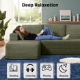 thumbnail image 4 of 102" L-Shaped Modular Sectional Sofa with Chaise and 4 Throw Pillows, 3 Seater Comfy Corduroy Fluffy Couch,Boneless Couch with Deep Seat and 2 Cup Holders for Living Room,Apartment,Office,No Assembly, 4 of 13